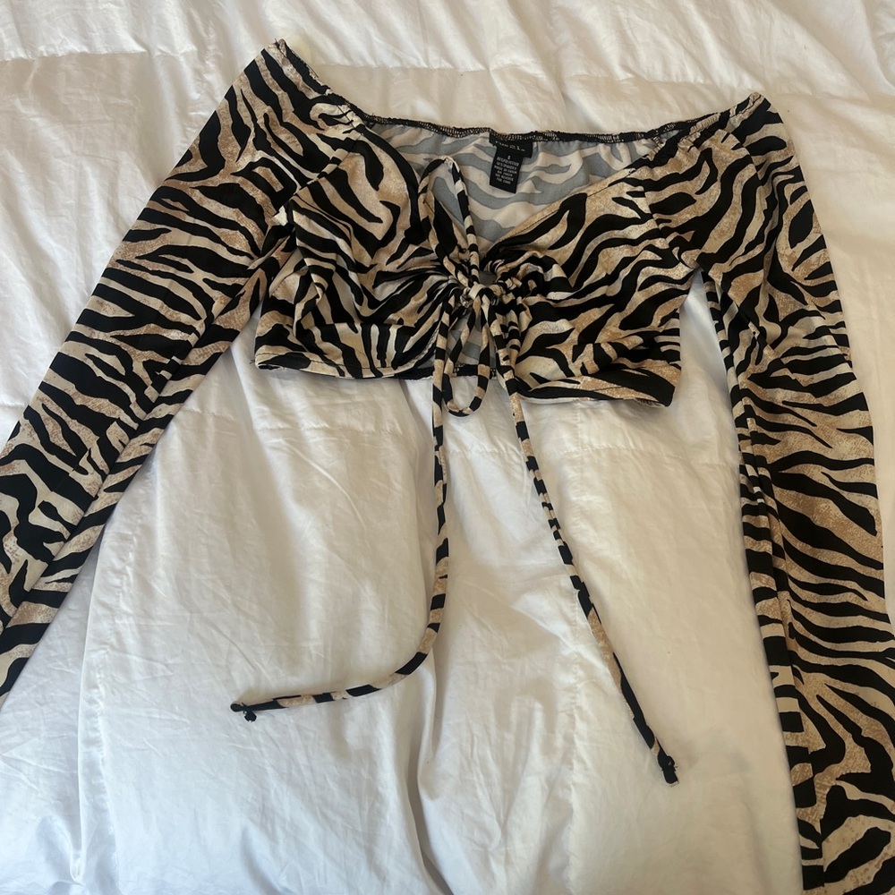 Rue21 Zebra Print Off-Shoulder Top - Black and Tan